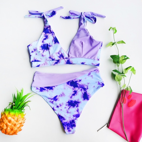 Tie Dye Print Bikini Set Bathing Suit - Picture 2 of 4